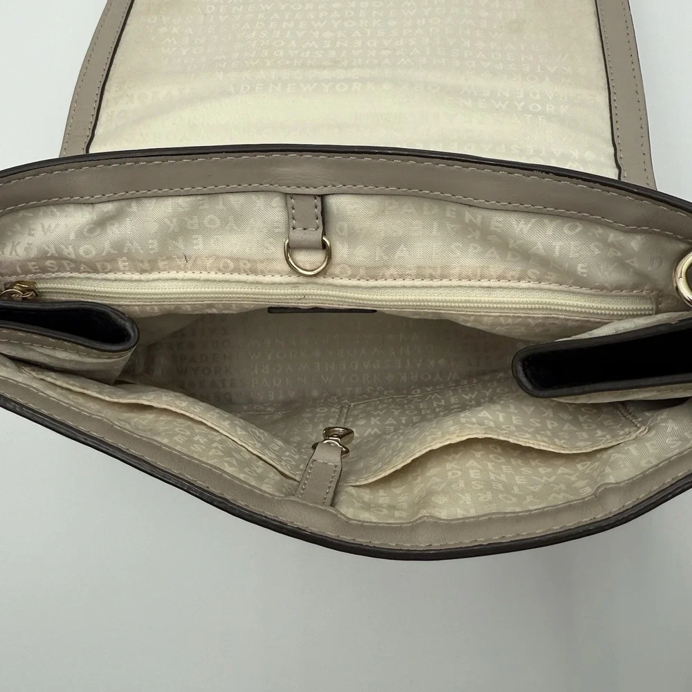 Kate Spade Vintage Leather Laurel Magnolia Satchel/Crossbody‎ - Taupe Beige Flaw